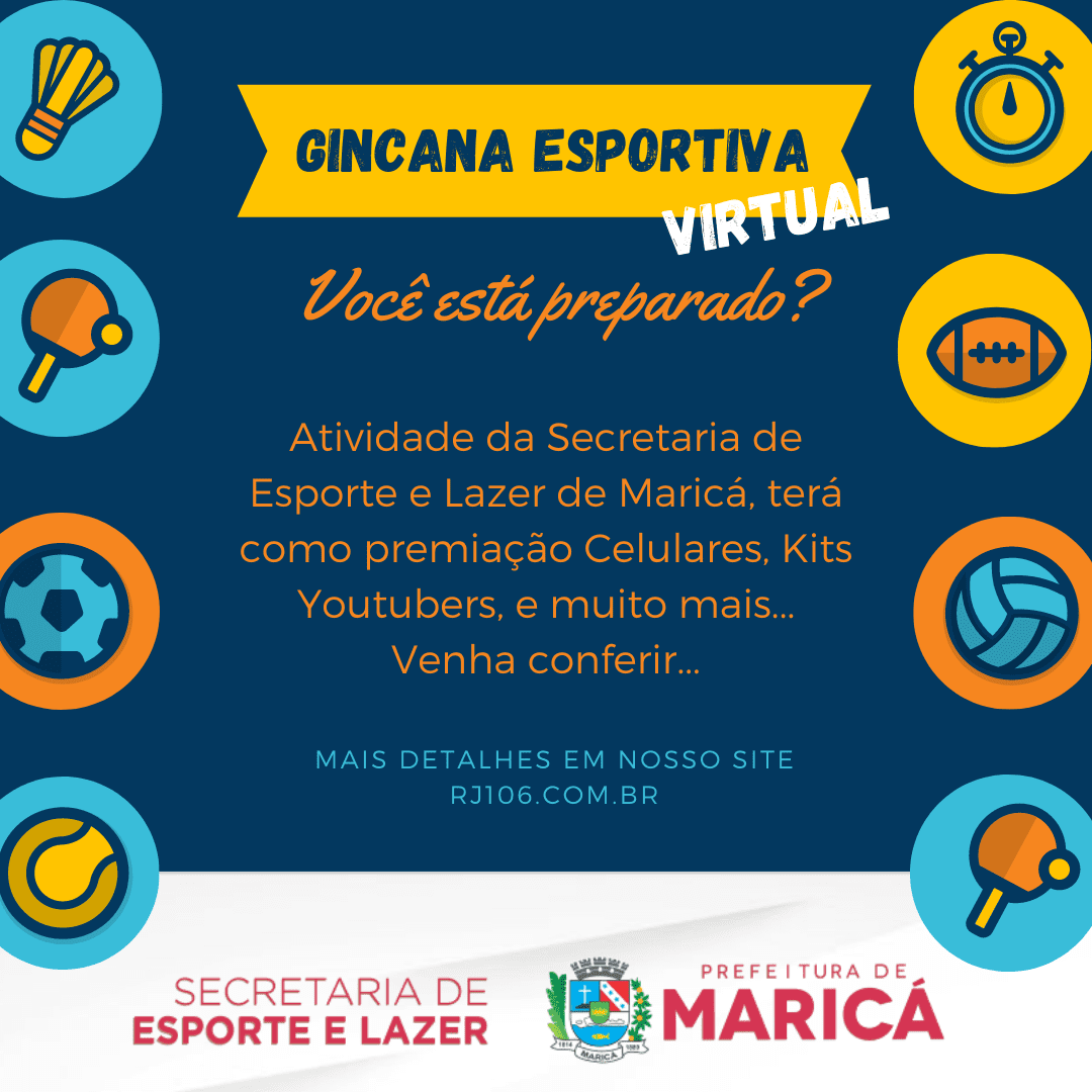 Prefeitura de Maricá realizará Gincana Esportiva Virtual com premiações que incluem Smartphones