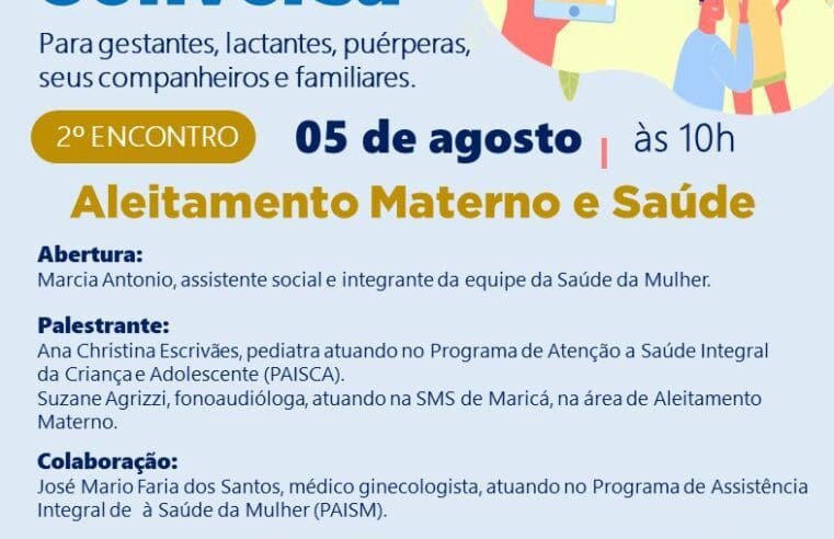 Roda de conversa online sobre aleitamento materno para gestantes, parceiros e profissionais da rede