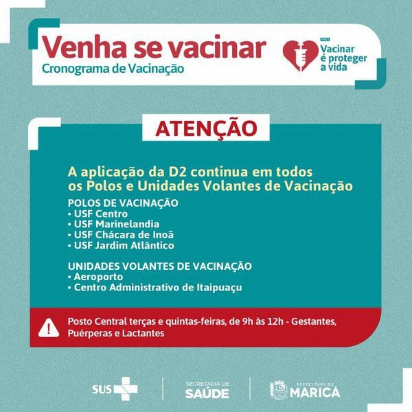 Vacinação de D1 contra a Covid-19 é suspensa em Maricá por falta de insumos