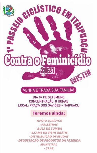 Passeio ciclístico em Itaipuaçu contra o Feminicídio acontecerá nesta terça