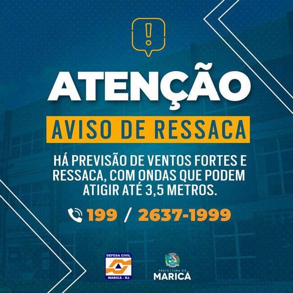 Aviso de ressaca para o litoral do RJ