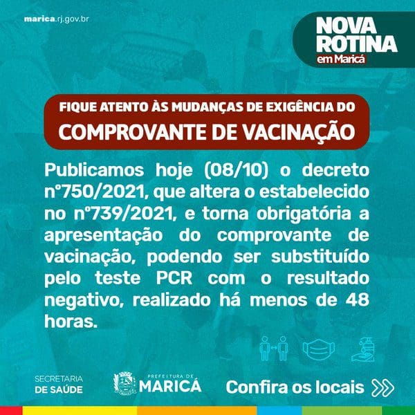 Maricá exige comprovante de vacinação na cidade e autoriza volta de eventos