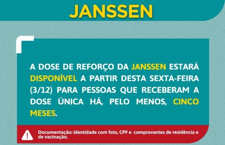 Prefeitura aplica dose de reforço para quem recebeu a vacina da Janssen