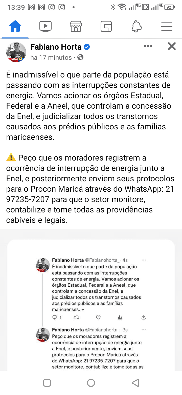 Procon de Maricá faz convocação para mutirão contra a ENEL