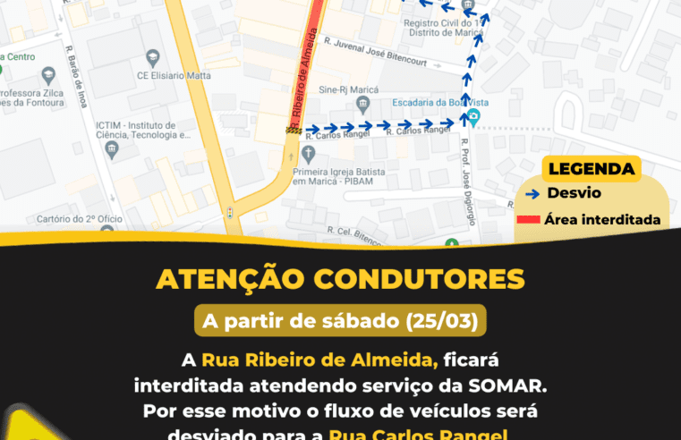 Prefeitura interdita trecho da Rua Ribeiro de Almeida para obras de drenagem a partir deste sábado (25/03)