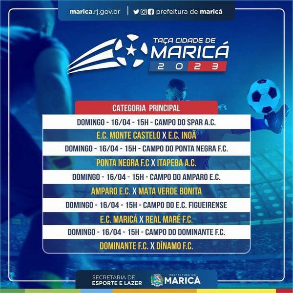 Segunda rodada da Taça Cidade de Maricá de futebol acontece neste domingo (16/04)