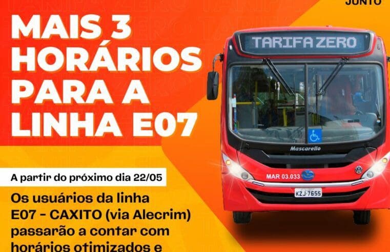 EPT altera horários da linha E07 nesta segunda-feira (22/05)