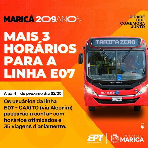 EPT altera horários da linha E07 nesta segunda-feira (22/05)