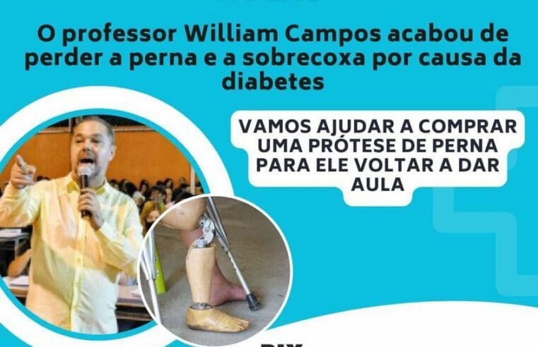 Maricá se mobiliza em apoio ao professor William Campos, em busca de prótese para retornar às salas de aula