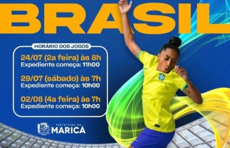 Maricá altera horário de funcionamento das repartições públicas durante jogos do Brasil na Copa do Mundo Feminina