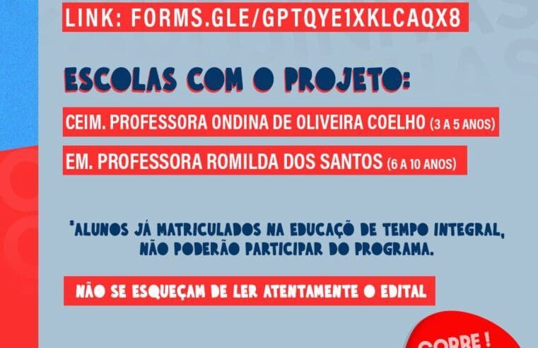 Educação disponibiliza 120 vagas para o Programa Corujinhas