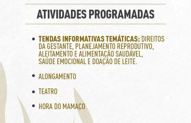 Agosto Dourado: Saúde promove atividade de mobilização na Praça Orlando de Barros Pimentel