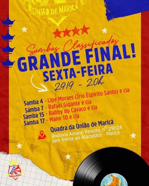 Grande Final de Samba-enredo da GRES União de Maricá é nessa Sexta-feira