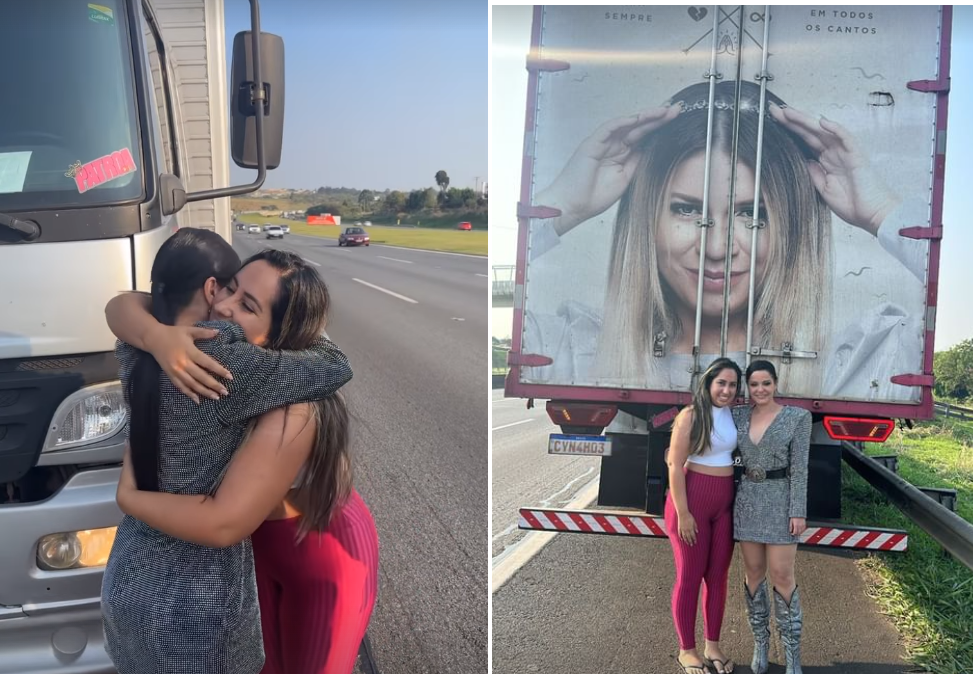 Maraisa Faz Uma Parada na Estrada para Cumprimentar a Motorista que Decorou Caminhão com Rosto de Marília Mendonça