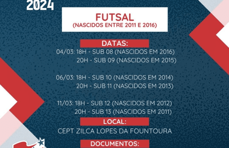 Secretaria de Esporte e Lazer divulga data da seletiva de futsal