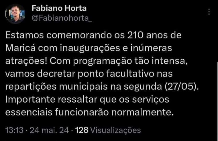 Maricá Decreta Ponto Facultativo em Comemoração aos 210 Anos da Cidade