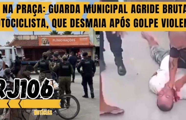 Terror na Praça: Guarda Municipal agride brutalmente motociclista, que desmaia após golpe violento!