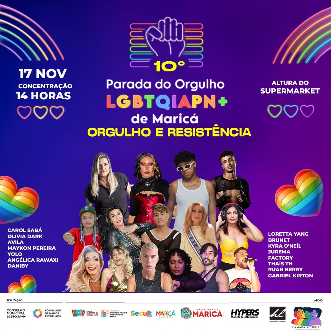 10ª Parada do Orgulho LGBTQIAPN+ de Maricá acontece neste domingo (17)