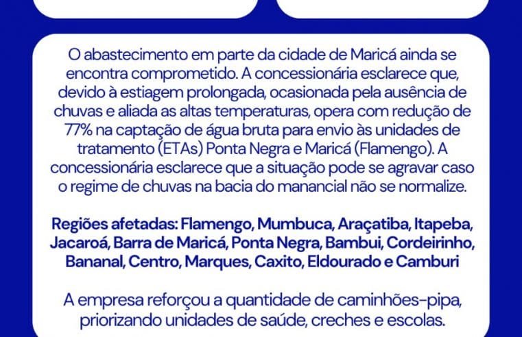 Comunicado Importante – Estiagem em Maricá