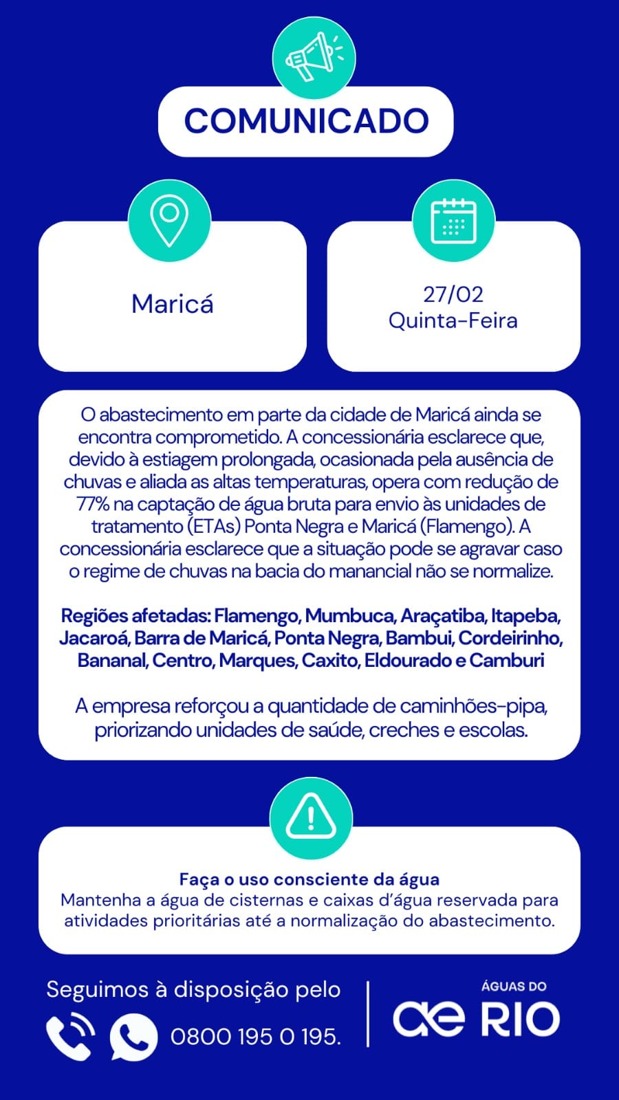 Comunicado Importante – Estiagem em Maricá