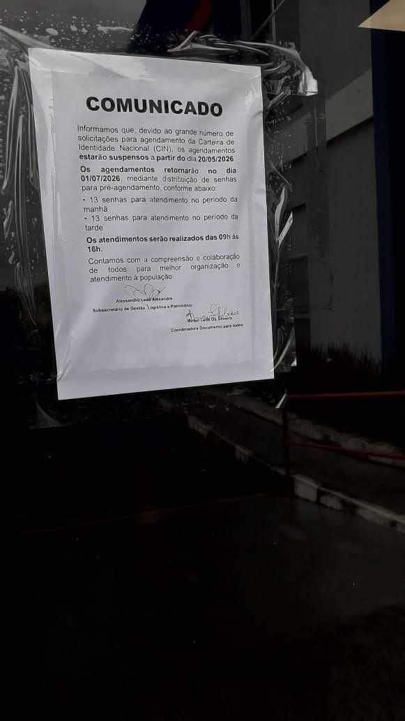 Agendamentos da nova Carteira de Identidade Nacional são suspensos em Maricá após alta demanda