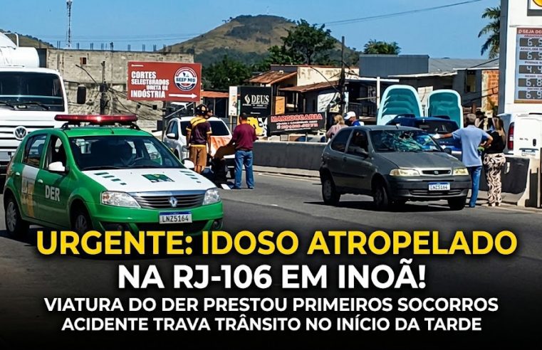 TRAGÉDIA EM INOÃ! Idoso é violentamente arremessado por carro e sobrevive por milagre na RJ-106