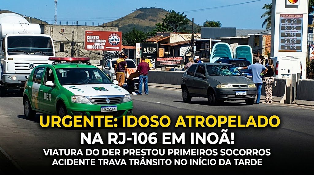 TRAGÉDIA EM INOÃ! Idoso é violentamente arremessado por carro e sobrevive por milagre na RJ-106