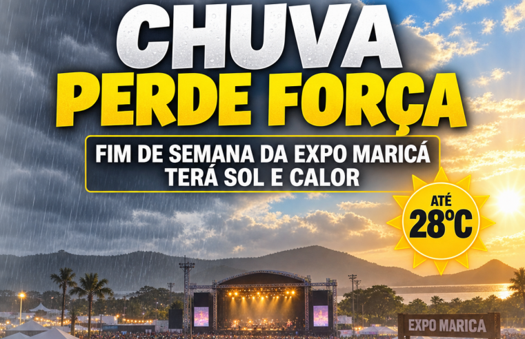 Chuva perde força e fim de semana da ExpoMaricá promete sol e calor de até 28°C