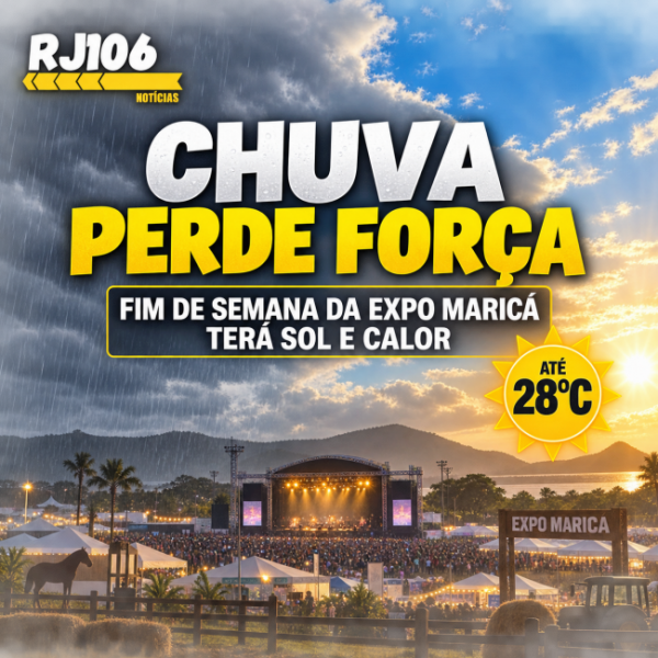 Chuva perde força e fim de semana da ExpoMaricá promete sol e calor de até 28°C