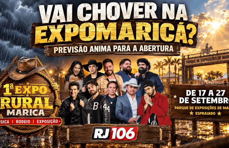 VAI CHOVER NA EXPOMARICÁ? Previsão traz ótima notícia para a abertura do evento