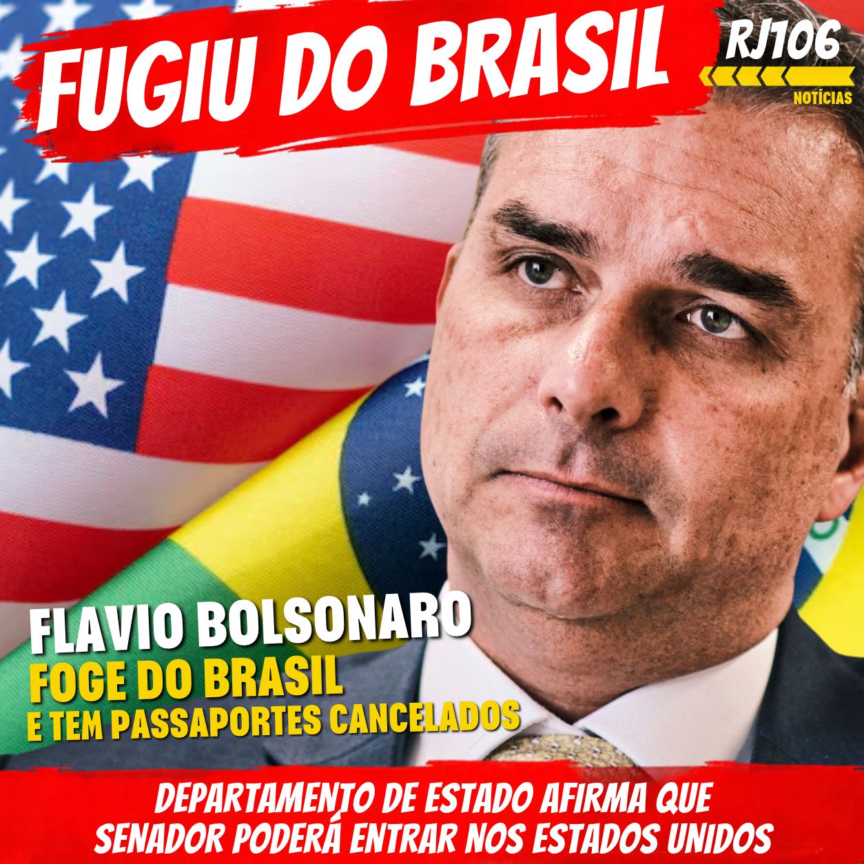 MESMO COM PASSAPORTES CANCELADOS NO BRASIL, EUA DIZEM QUE VÃO DAR VISTOS A FLÁVIO BOLSONARO E FAMÍLIA