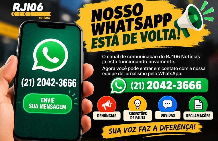 📢 Nosso WhatsApp está de volta! Canal de comunicação com os leitores já está funcionando