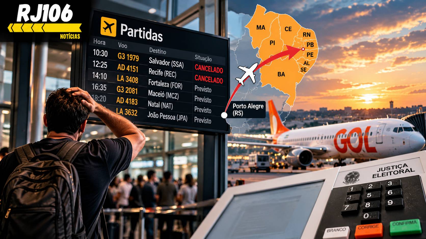 Cancelamento de voo para o Nordeste na véspera da eleição preocupa passageiros e levanta questionamentos sobre direito ao voto