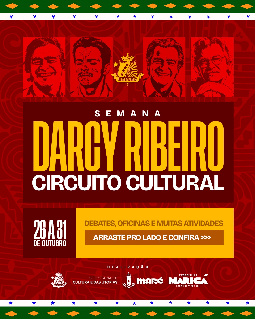 União de Maricá promove circuito cultural em homenagem a Darcy Ribeiro com programação especial na próxima semana