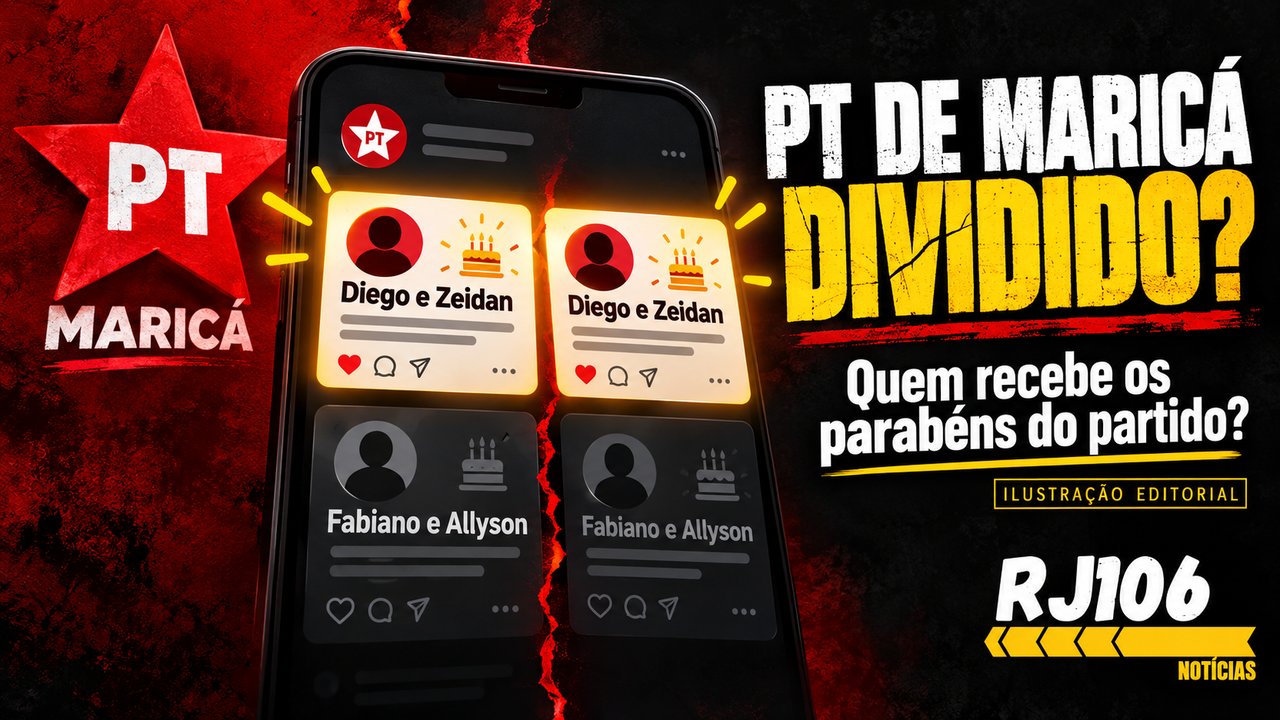 PT de Maricá dividido? Destaque para Diego e Zeidan e silêncio sobre Fabiano e Allyson expõem cobrança por unidade